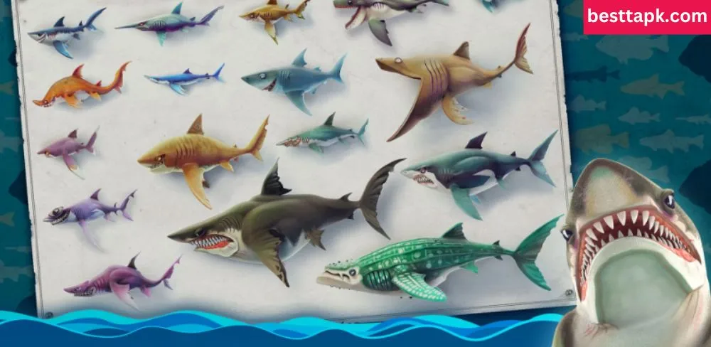 Hungry Shark World Mod Apk Allow to select many sharks