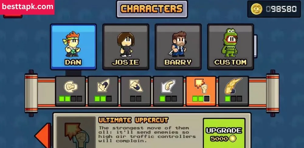  Dan the Man Mod Apk, players can upgrade and personalize their characters