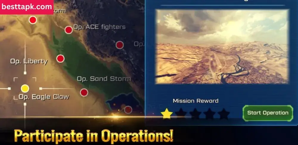 Three Dimensional Locations in Ace Fighter Mod Apk